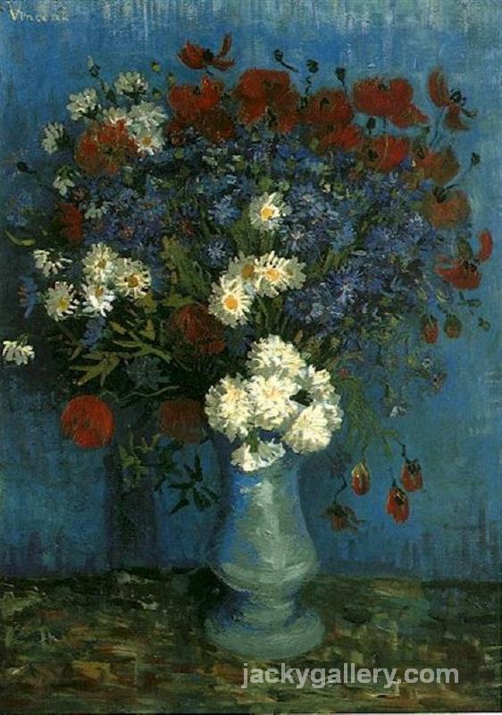 Vase with Cornflowers and Poppies, Van Gogh painting